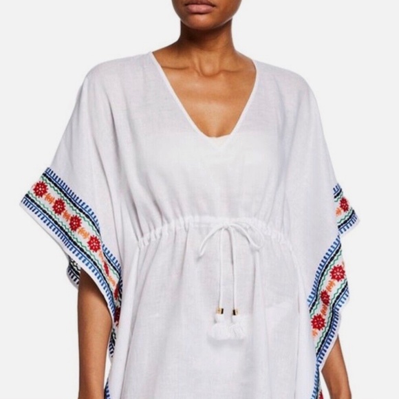 Tory Burch Ravena Embroidered Beach Tunic Dress Caftan Cover up - Small - Picture 3 of 8